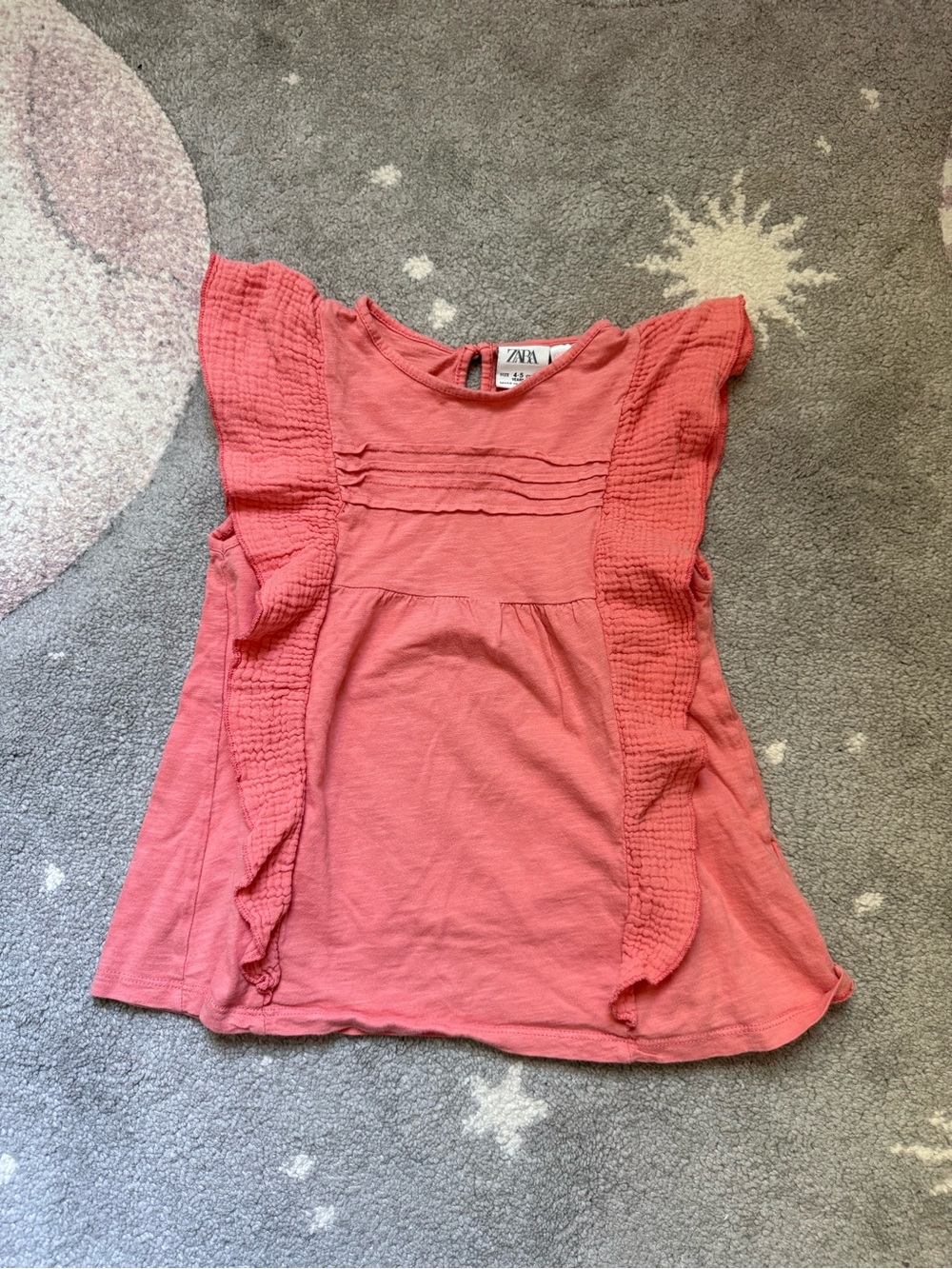 ZARA Coral Ruffle Sleeve Tank Top
